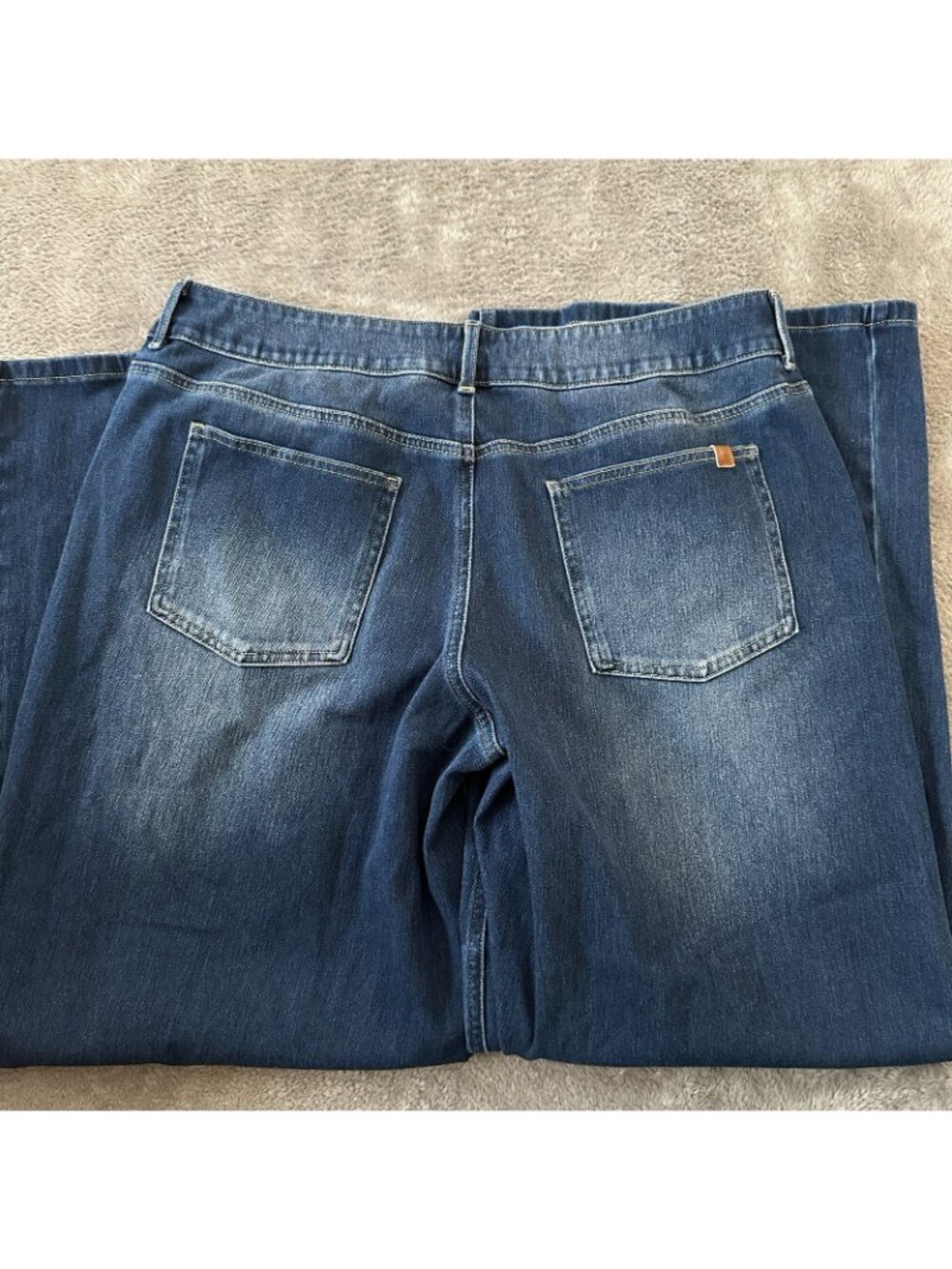 Halara Dark Wash Wide Leg Crossover Jeans Women's size LARGE Supersoft Flex - Picture 7 of 7